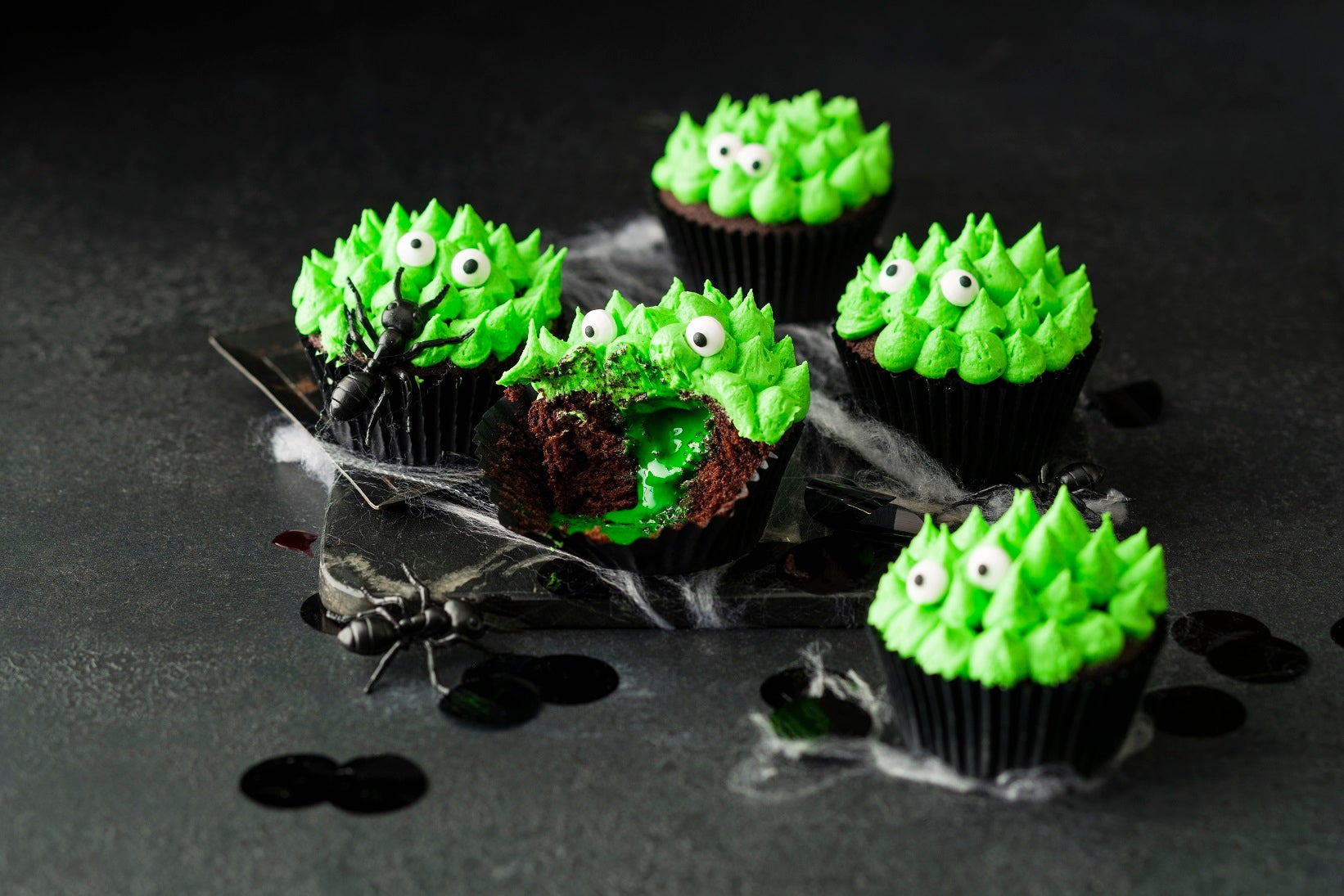 Slime Filled Chocolate Cupcakes