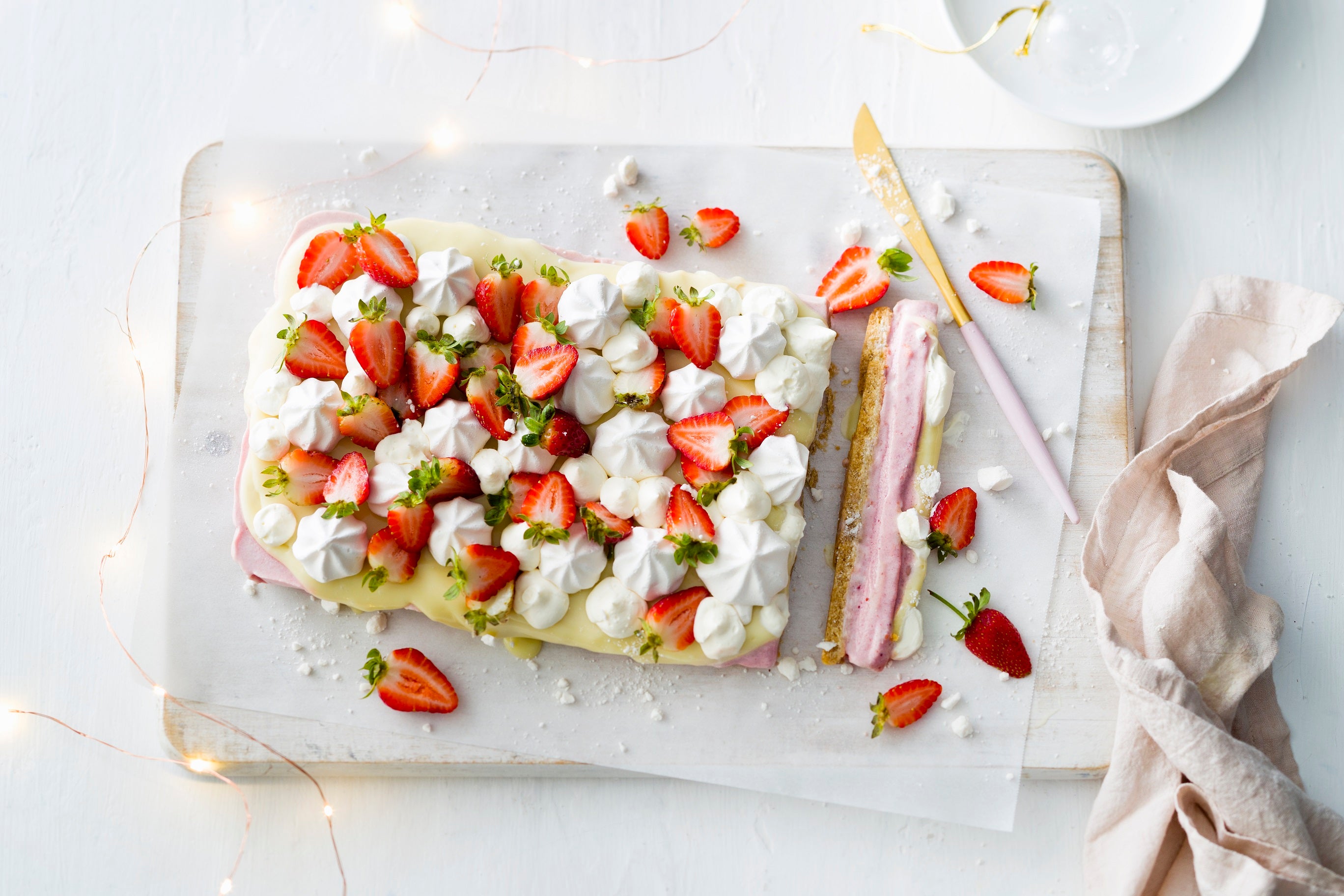 Strawberries & Cream Eton Mess Semi Freddo Slice