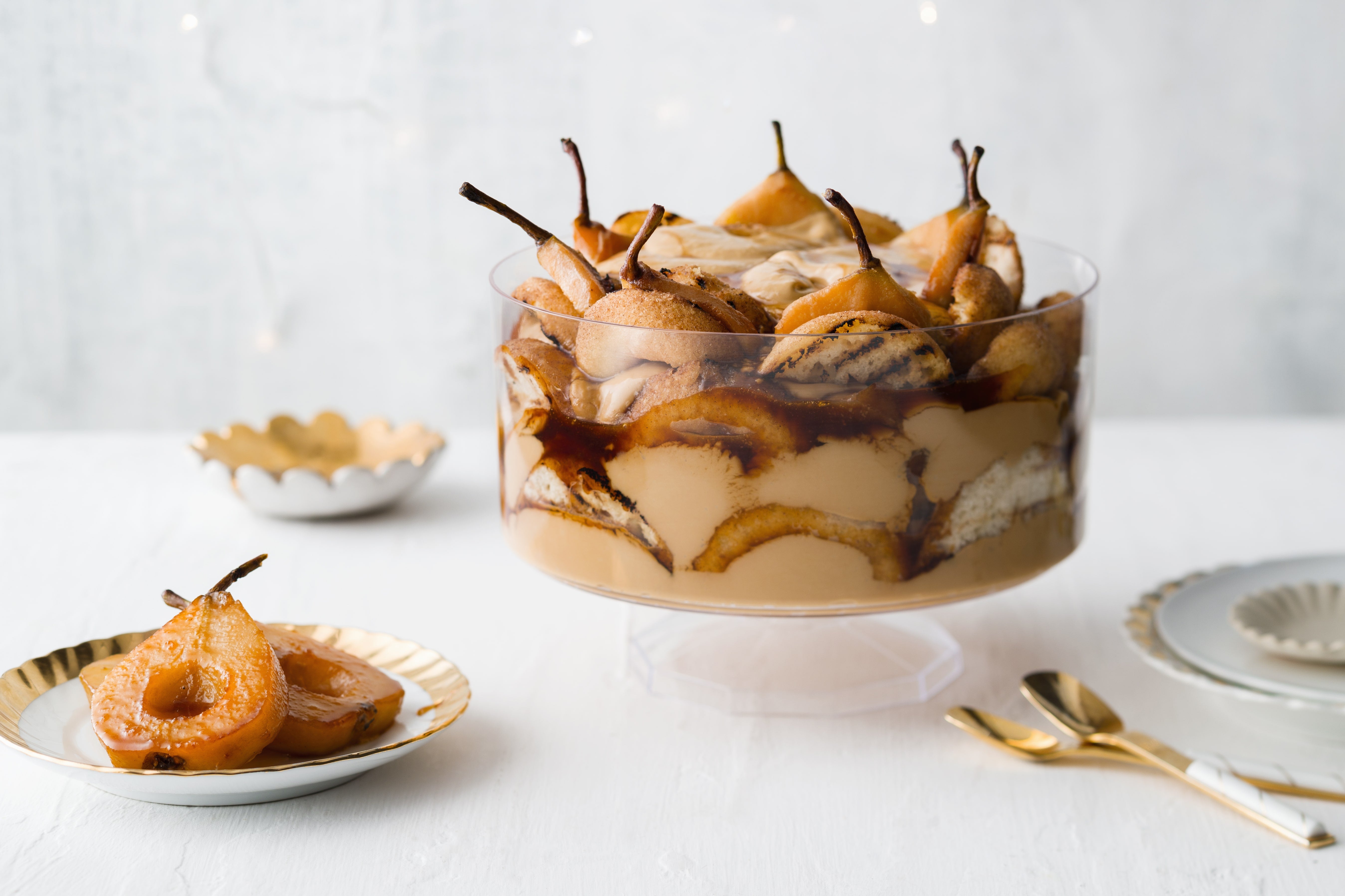 Chargrilled Donut, Pear & Caramel Trifle