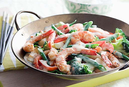 creamy sweet chilli and honey garlic prawns