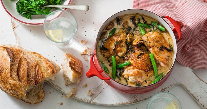 Chicken Braised in Mustard with Green Beans