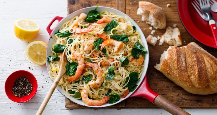 Creamy Leek and Prawn Spaghetti