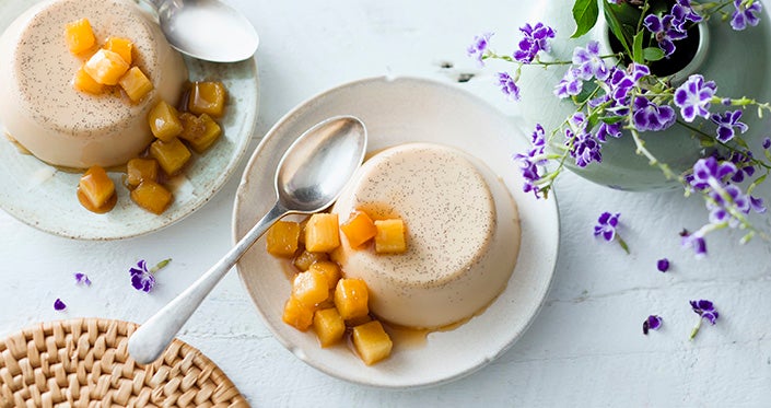 Panna Cotta with Glazed Pineapple