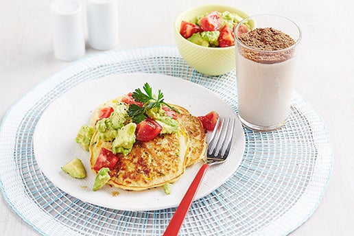 Zucchini & Corn Fritters with MILO and milk
