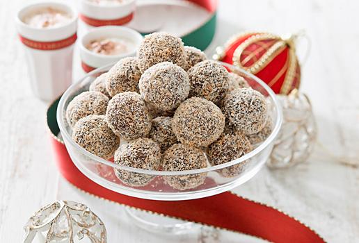 Caramel Choc Snowballs with Desiccated Coconut