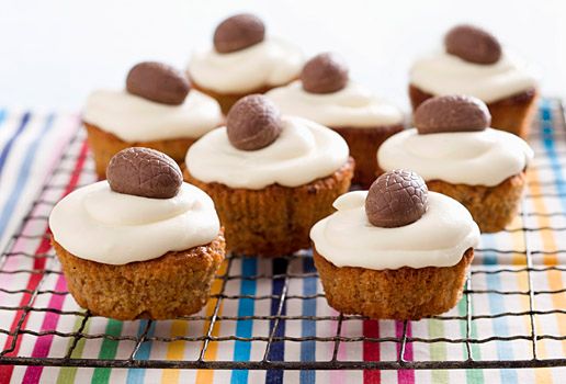 Carrot Cupcakes with White Choc Frosting