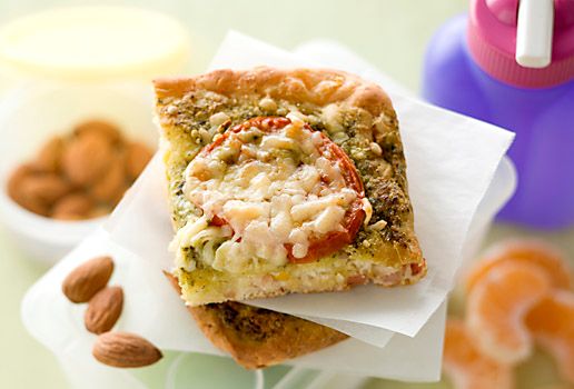 Cheesy Corn and Pesto Slice