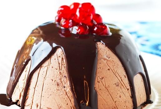 Chocolate Rough Icecream Bombe with Chocolate Sauce