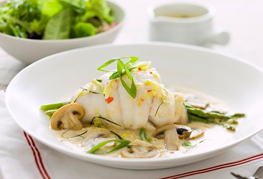 Dory Wrapped Asparagus with Creamy Asian Broth