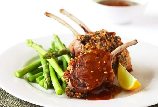 Lamb Racks with Mustard Gravy