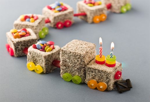 Sponge Cake Lamington Train