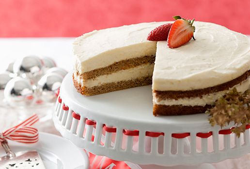 Layered Gingerbread and White Choc Cheesecake