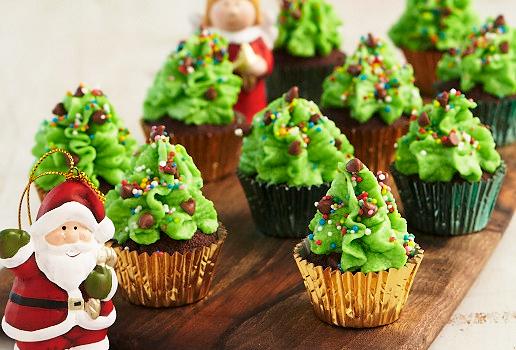 Mini Xmas Tree Cupcakes