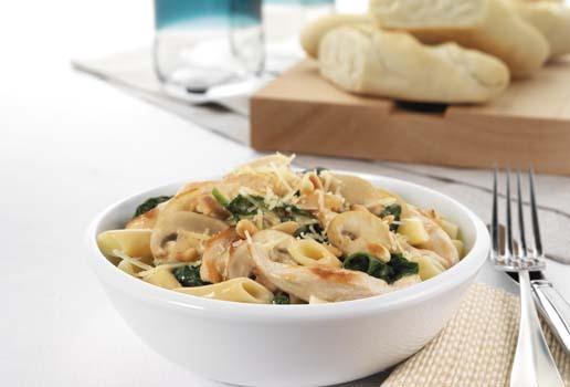 Penne with Chicken and Spinach and Mushroom