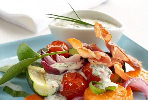 Roasted Vegetables with Chives and Mustard Sauce