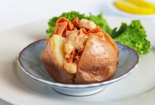 Salmon Mornay Baked Potatoes
