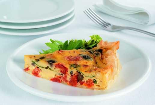 Semi Dried Tomato Basil and Olive Quiche