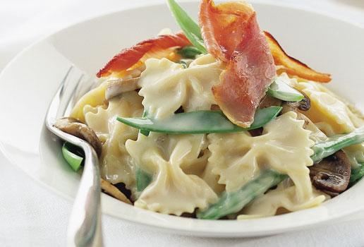 Snow Pea and Crispy Bacon Pasta