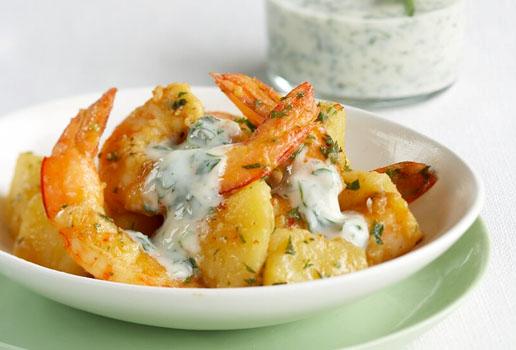 Spicy Prawns with Herb Yogurt