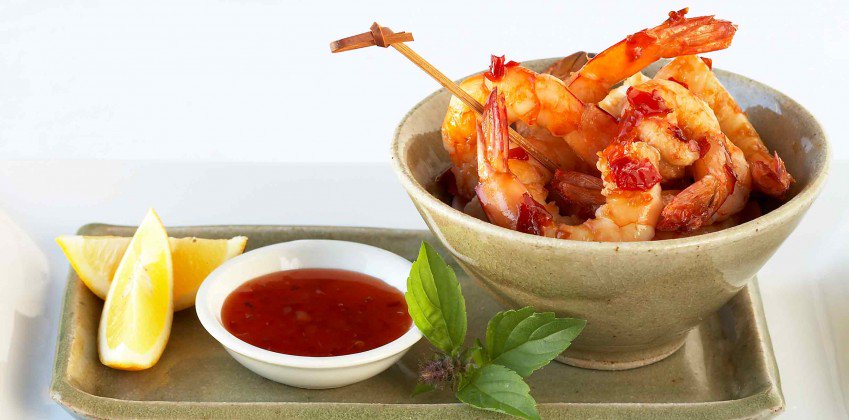 Barbequed Sweet Chilli King prawns
