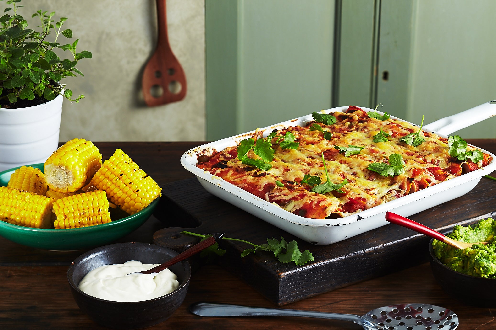 Beef & Bean Enchilada Bake