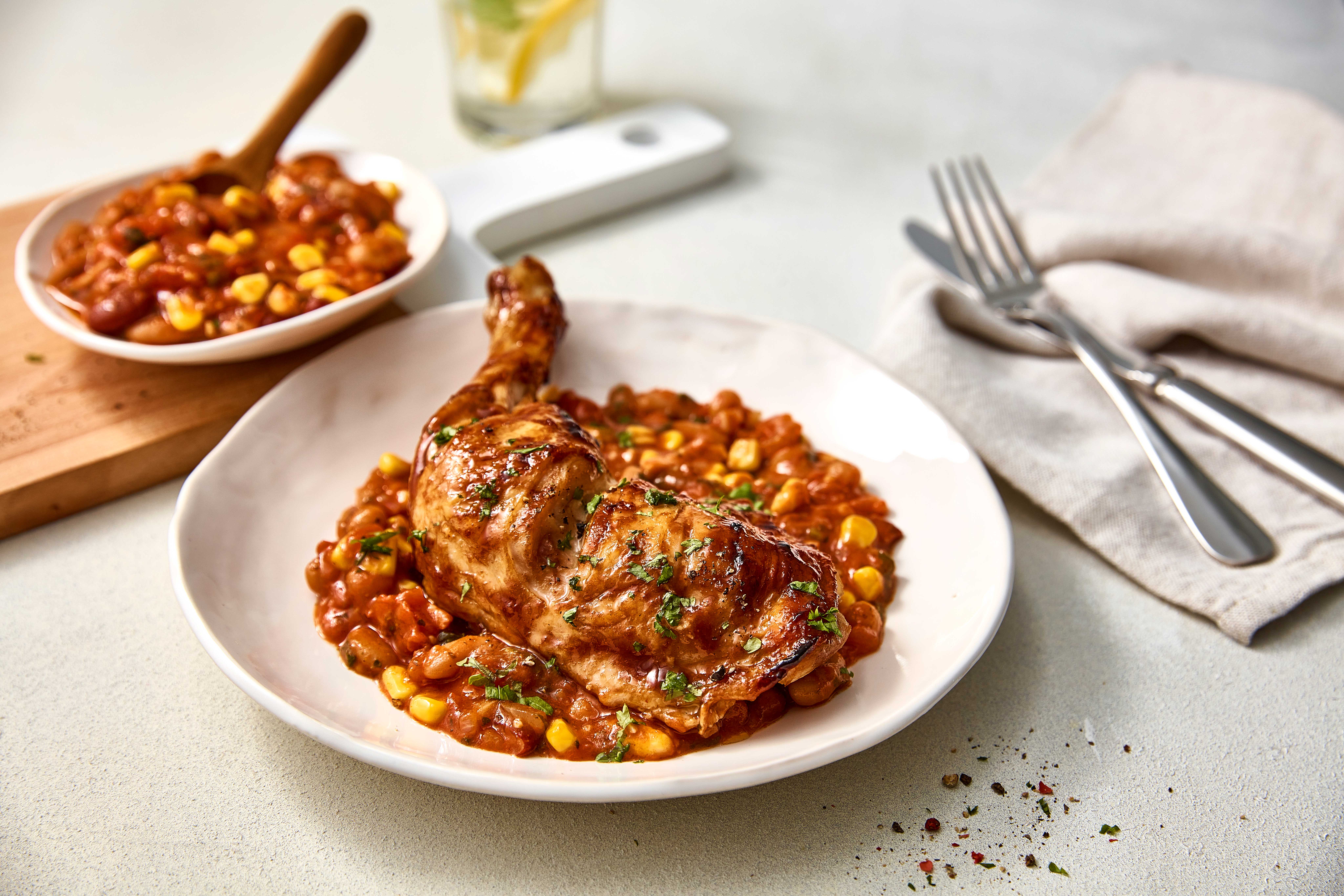 BBQ Chicken with Cowboy Spicy Beans