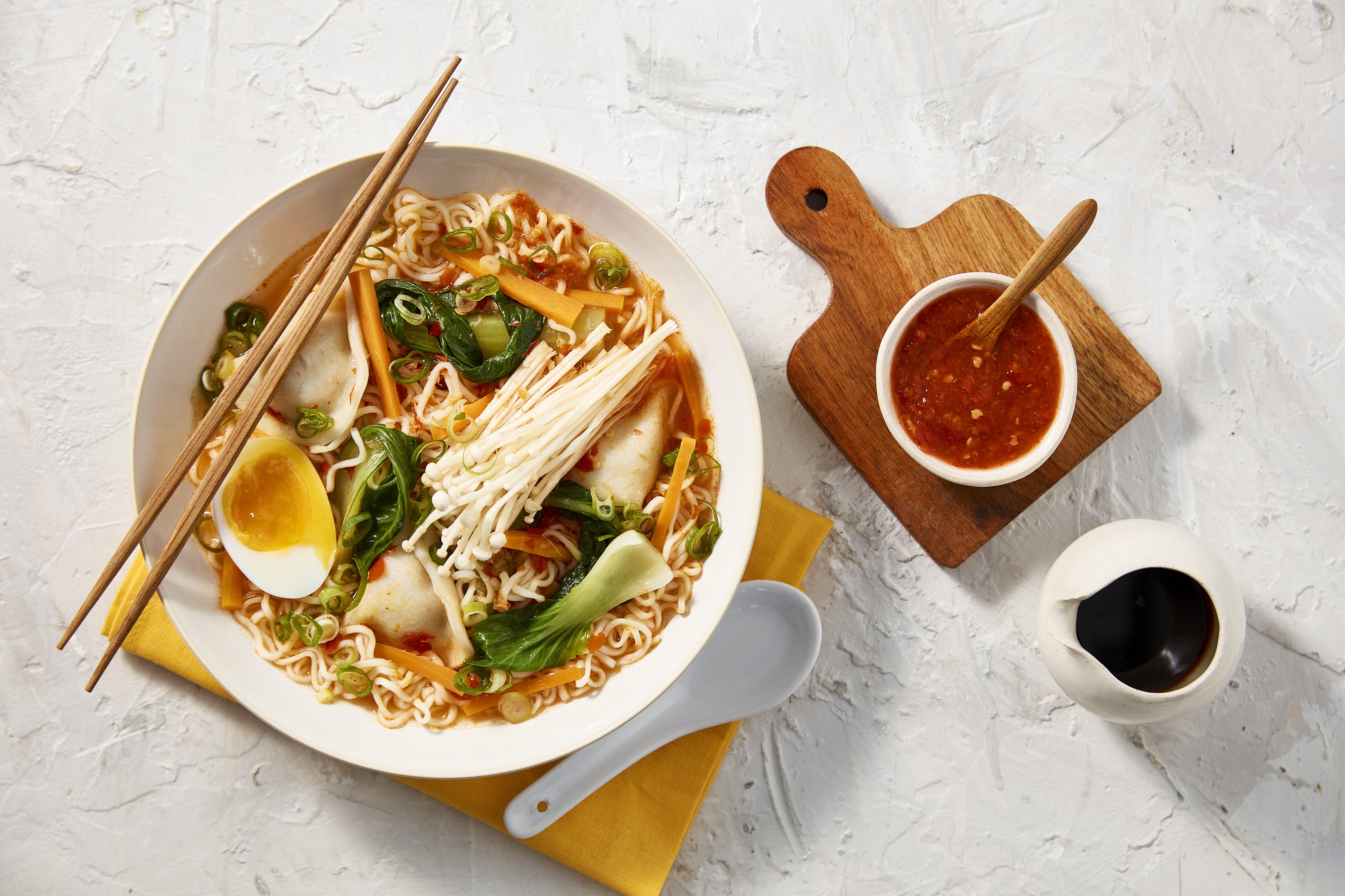 Spicy Chicken Dumpling Noodle Soup