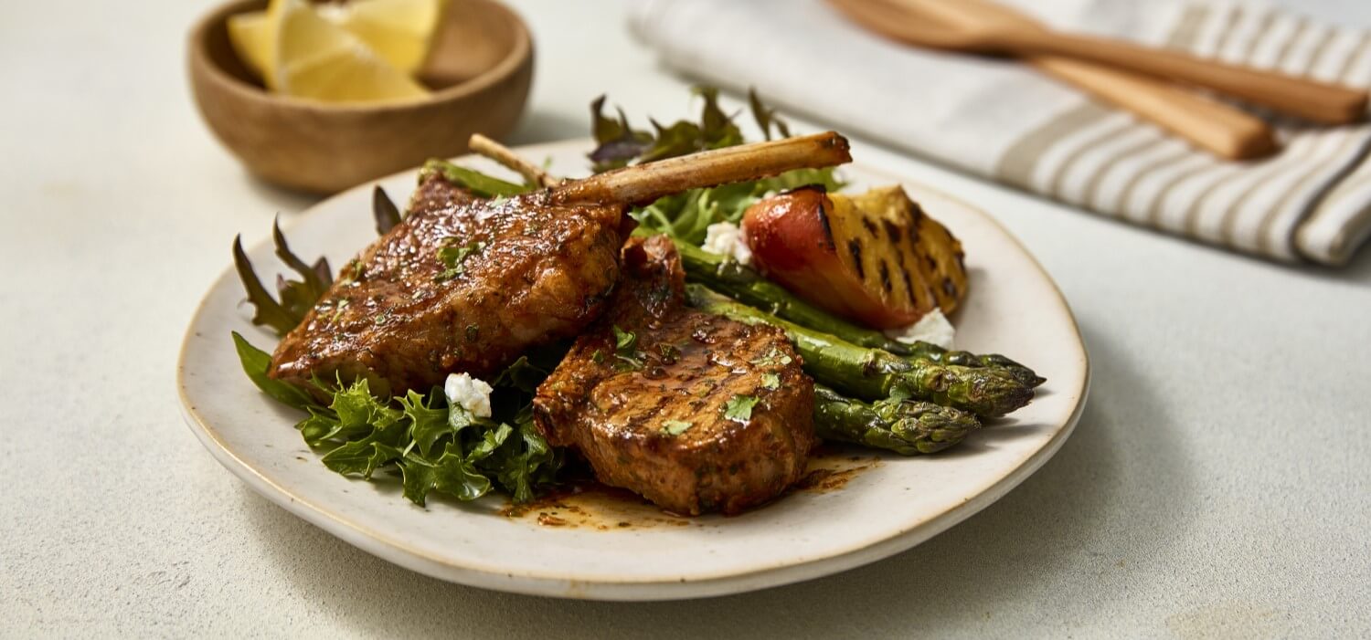Grilled Lamb Cutlets With Grilled Peach Salad
