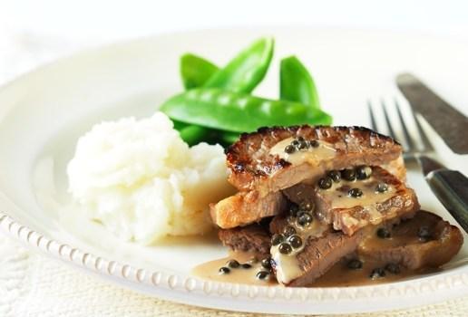 Veal with Creamy Peppercorn Sauce