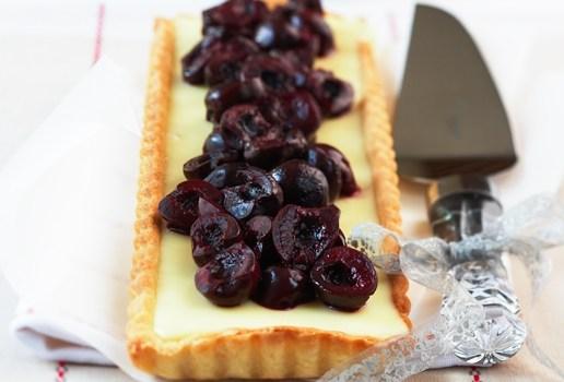 White Choc and Roast Cherry Tart