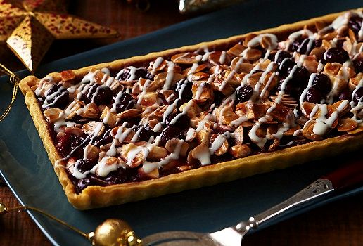 White Choc Cherry and Almond Tart